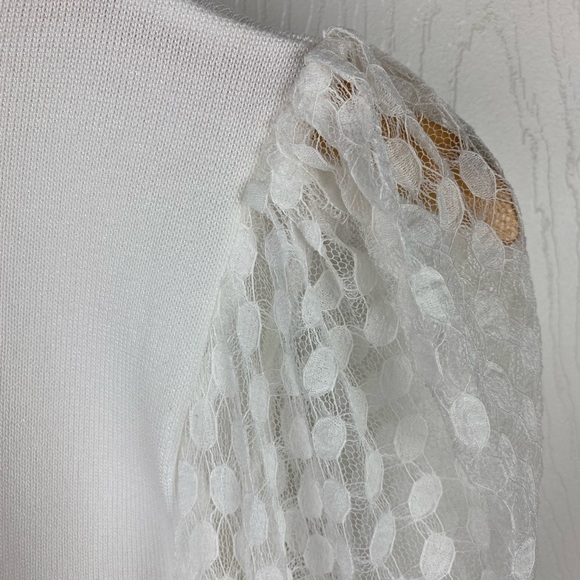 Love Tree White Turtleneck w/puff Lace Sleeves - Picture 3 of 5